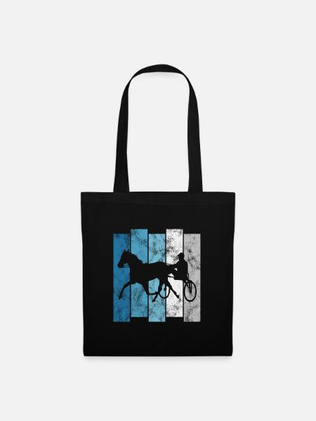Drafend Paard Paarden Draf Rennen Paardenrennen - Stoffen tas - zwart