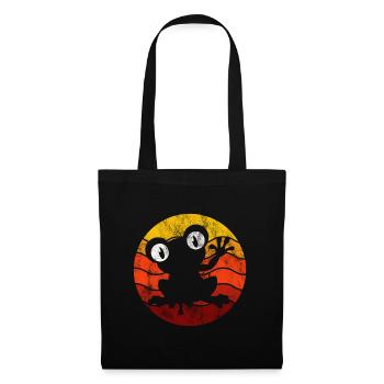 Frosch Frösche Geschenk für Kinder Lustig Witzig - Stoffbeutel - Schwarz - Vorne