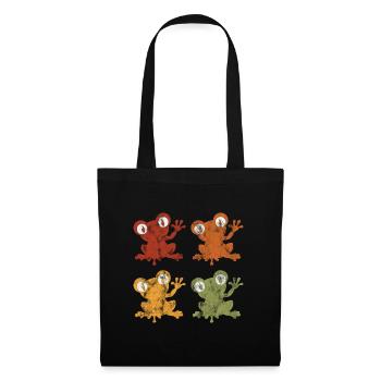 Frosch Frösche Geschenk für Kinder Lustig Witzig - Stoffbeutel - Schwarz - Vorne