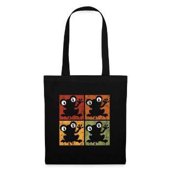 Frosch Frösche Geschenk für Kinder Lustig Witzig - Stoffbeutel - Schwarz - Vorne