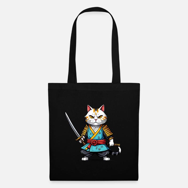 Chat samouraï - Sac en tissu - noir