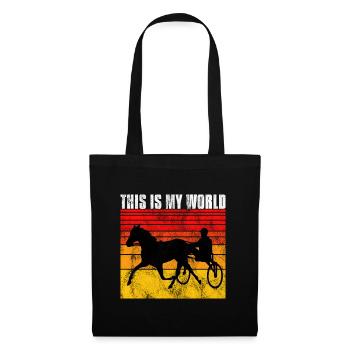 This is my World Trabrennen Trabreiten Retro - Stoffbeutel - Schwarz - Vorne