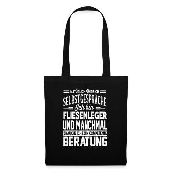 Fliesenleger Handwerker Plattenleger - Stoffbeutel - Schwarz - Vorne