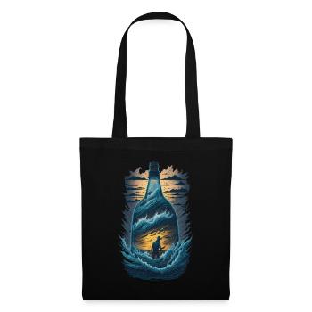 Bouteille de pêche à la ligne - Sac en tissu - noir - Devant