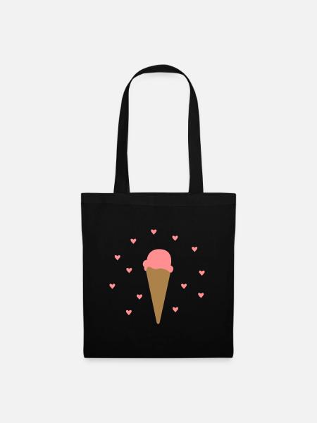 Eis mit Herzen - Stoffbeutel - Schwarz