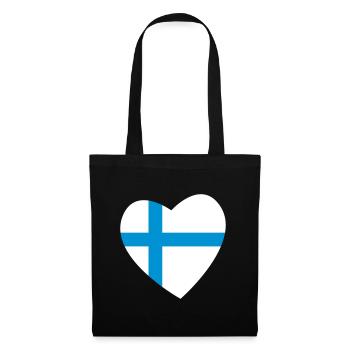 Herz Finnland - Stoffbeutel - Schwarz - Vorne