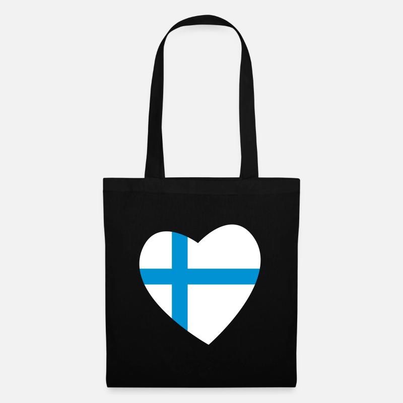 Herz Finnland - Stoffbeutel - Schwarz