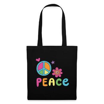Peace World Paix Flower Power Gift Années 70 Amour - Sac en tissu - noir - Devant