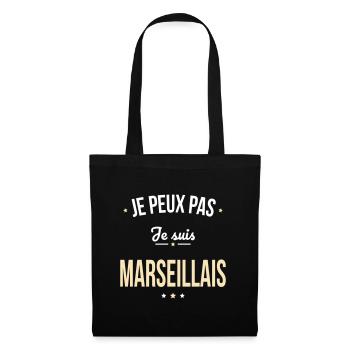 Je peux pas je suis Marseillais - Sac en tissu - noir - Devant