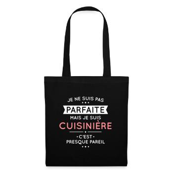 Je ne suis pas parfaite mais je suis cuisinière - Sac en tissu - noir - Devant