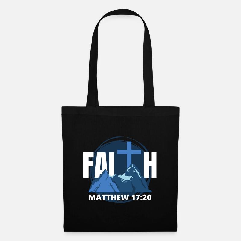 Faith - Christliche Geschenkidee Glaube Berge - Stoffbeutel - Schwarz