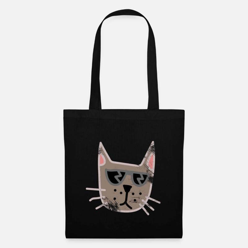 Katze cool süß Geschenk - Stoffbeutel - Schwarz