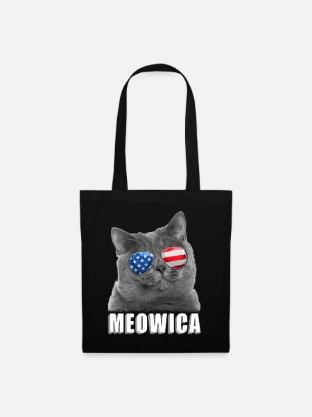 Cat 4th of July USA American Flag - Tote Bag - black