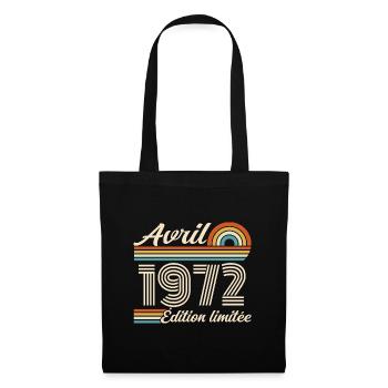  Avril 1972 anniversaire rétro 1972 April 1972 - Sac en tissu - noir - Devant