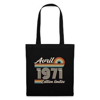  Avril 1971 anniversaire rétro 1971 April 1971 - Sac en tissu - noir - Devant