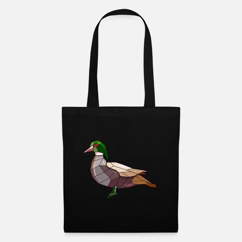 Ente geometrisch Vogel - Stoffbeutel - Schwarz