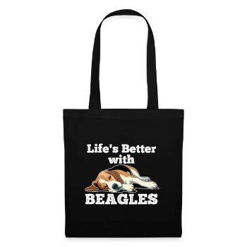 Das Leben ist besser mit Beagles - Stoffbeutel - Schwarz - Vorne