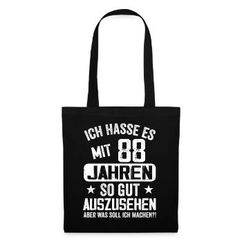 88 Jahre Jung - Vintage Geburtstagsspruch - Stoffbeutel - Schwarz - Vorne