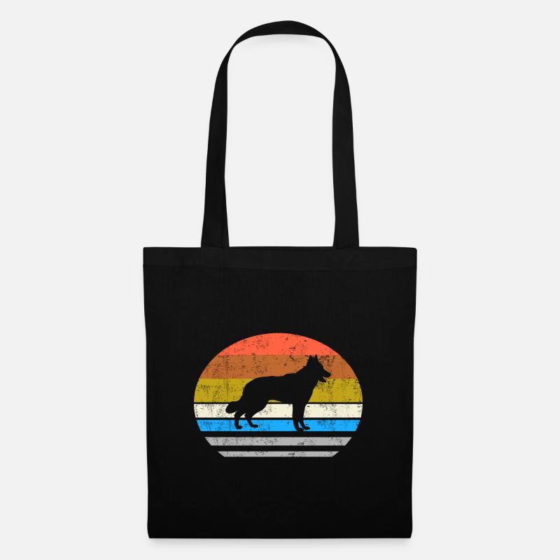 Schäferhund - Retro Style Vintage Silhouette - Stoffbeutel - Schwarz