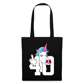 40. GEBURTSTAG EINHORN - Stoffbeutel - Schwarz - Vorne