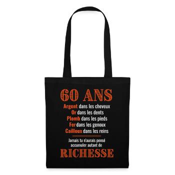 60 Ans Anniversaire Drôle 1962 Idée Cadeau fête - Sac en tissu - noir - Devant