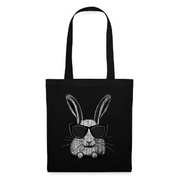 Rabbit white with sunglasses drawing cool humor - Tote Bag - black - Front