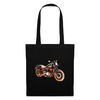 Moto vintage - Sac en tissu - noir - Devant