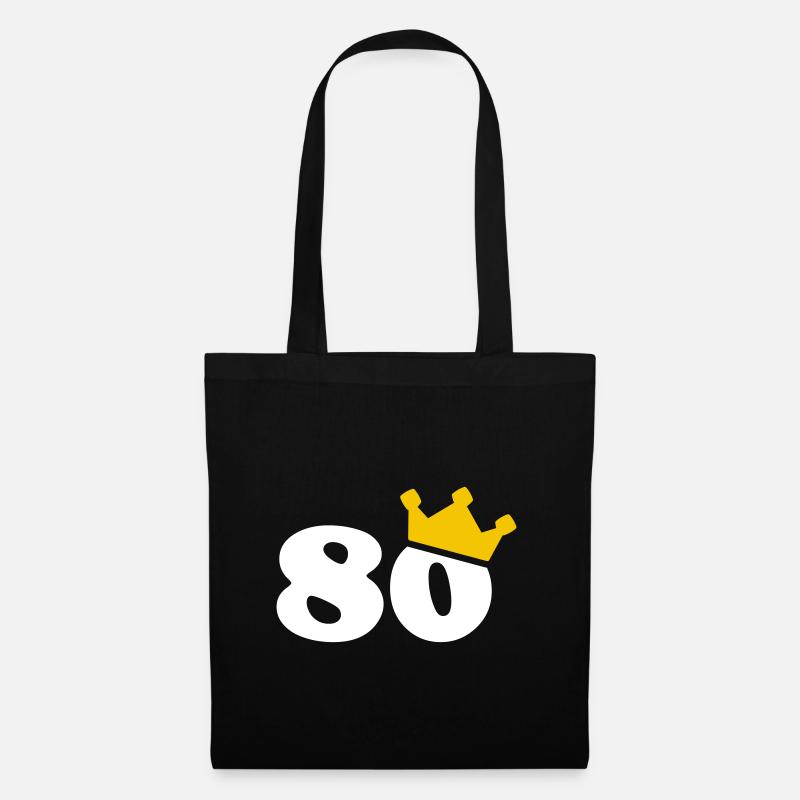 80 Krone 80. Geburtstag 80 Jahre - Stoffbeutel - Schwarz