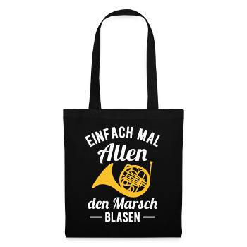 Waldhorn Marsch Hornist Orchester Horn Musiker - Stoffbeutel - Schwarz - Vorne