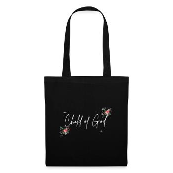 Christliches Shirt Child of God Blumen Geschenk - Stoffbeutel - Schwarz - Vorne