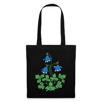 Columbine en bleu et vert - Sac en tissu - noir - Devant