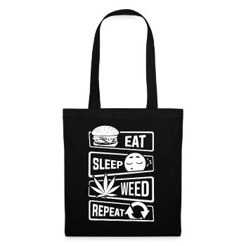 Eat Sleep Weed Repeat - Cannabis THC CBD Kiffen - Stoffbeutel - Schwarz - Vorne