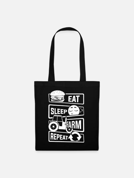 Eat Sleep Farm Repeat - Bauer Landwirt Bauernhof - Stoffbeutel - Schwarz