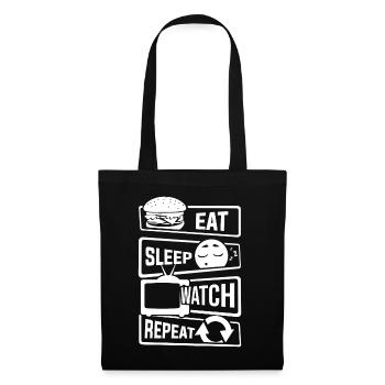 Eat Sleep Watch Repeat - Fernseher Serien Couch TV - Stoffbeutel - Schwarz - Vorne