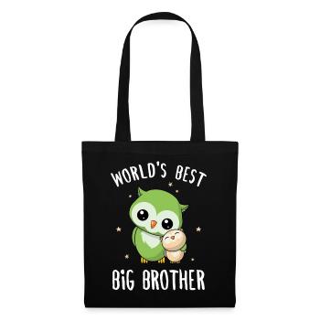 World's Best Big Brother - Großer Bruder Eulen - Stoffbeutel - Schwarz - Vorne
