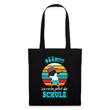 Schulkind - bääm ich rocke - Stoffbeutel - Schwarz - Vorne