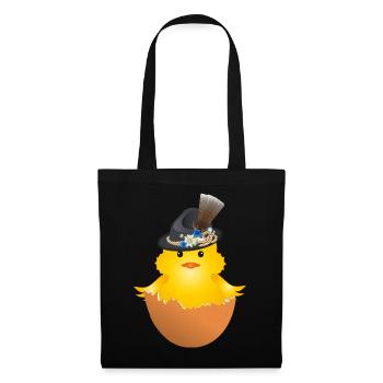 Bavarian chick with traditional hat in eggshell - Tote Bag - black - Front