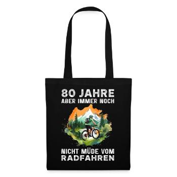 Fahrrad Fahrradfahrer 80 Geburtstag Radfahrer - Stoffbeutel - Schwarz - Vorne