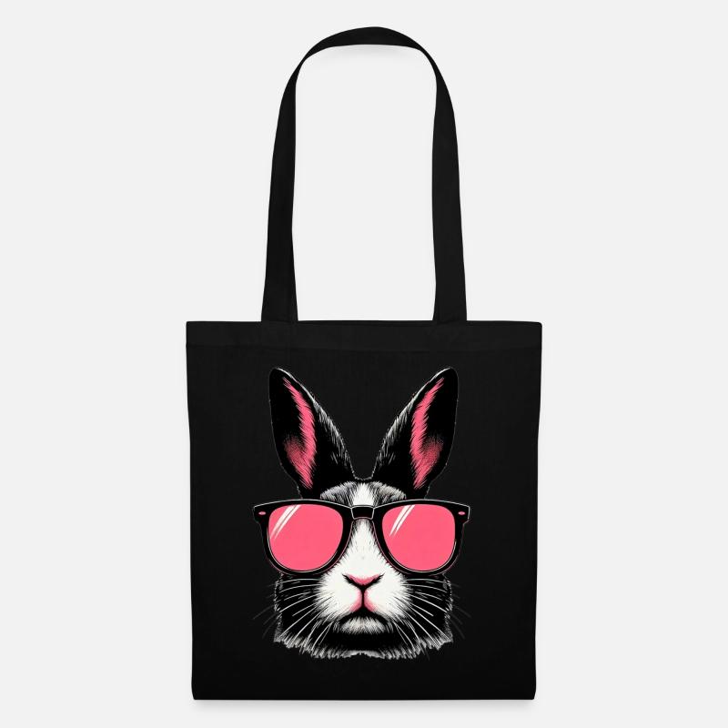 Kaninchen mit Sonnenbrille - Stoffbeutel - Schwarz