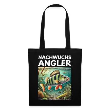 Nachwuchs Angler - Flussbarsch Motiv - Stoffbeutel - Schwarz - Vorne