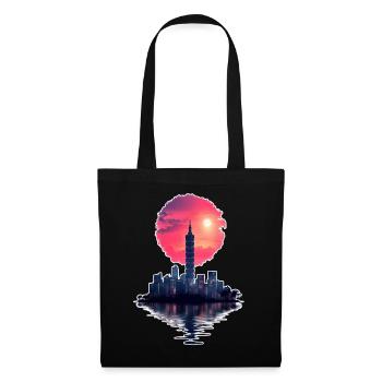 Neon Sunset – Stadt trifft Horizont - Stoffbeutel - Schwarz - Vorne