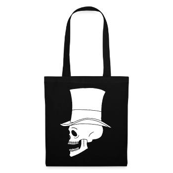 Vintage Weißer Totenkopf - Stoffbeutel - Schwarz - Vorne