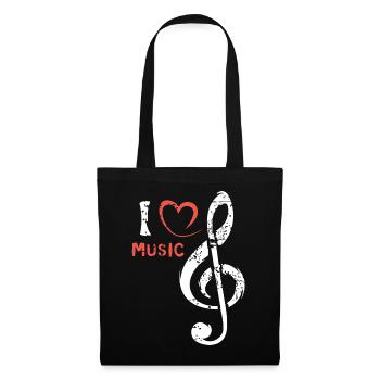 Notenschlüssel Herz Music - Musiker und Bands - Stoffbeutel - Schwarz - Vorne