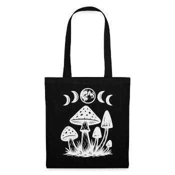 Mushroom Night Myth Design, Moon Phases, Gothic - Tote Bag - black - Front