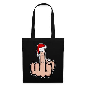 Christmas Middle Finger with Santa Hat - Tote Bag - black - Front