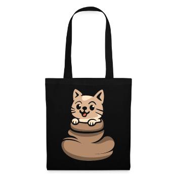Cute cat looking out of brown sack - Tote Bag - black - Front