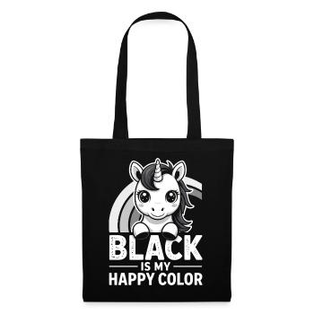 Schwarze Einhorn-Happy Color - Stoffbeutel - Schwarz - Vorne
