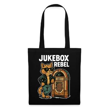 Rockabilly Jukebox Cool Cat Rebel Cadeau rétro - Sac en tissu - noir - Devant