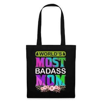 World's Badass Mom – Mutiges, florales Muttertagsgeschenk - Stoffbeutel - Schwarz - Vorne