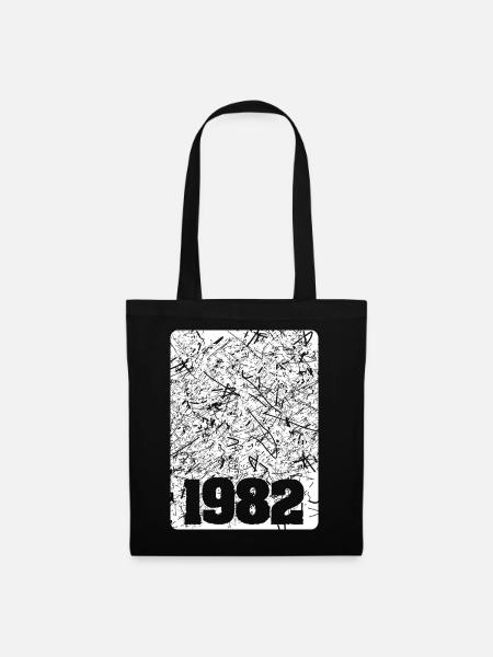 Zahl 1982 - Stoffbeutel - Schwarz